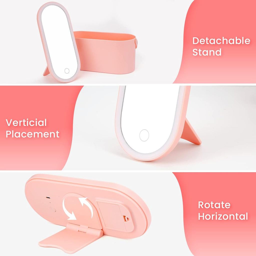 Portable LED Light Storage Box Beauty And Makeup Mirror