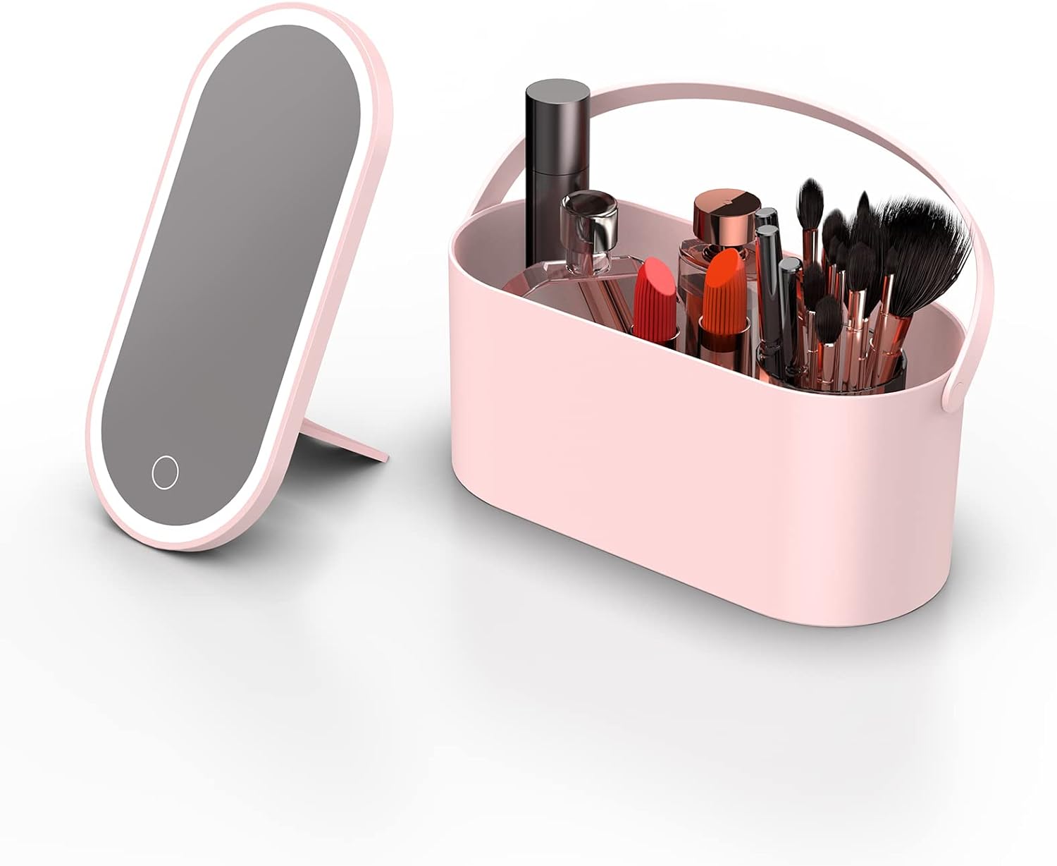 Portable LED Light Storage Box Beauty And Makeup Mirror